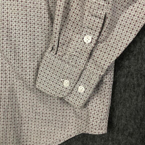 Panhandle Geometric Shirt Mens L Button Up Long/SLV Print Gray Maroon Cotton - Picture 5 of 10